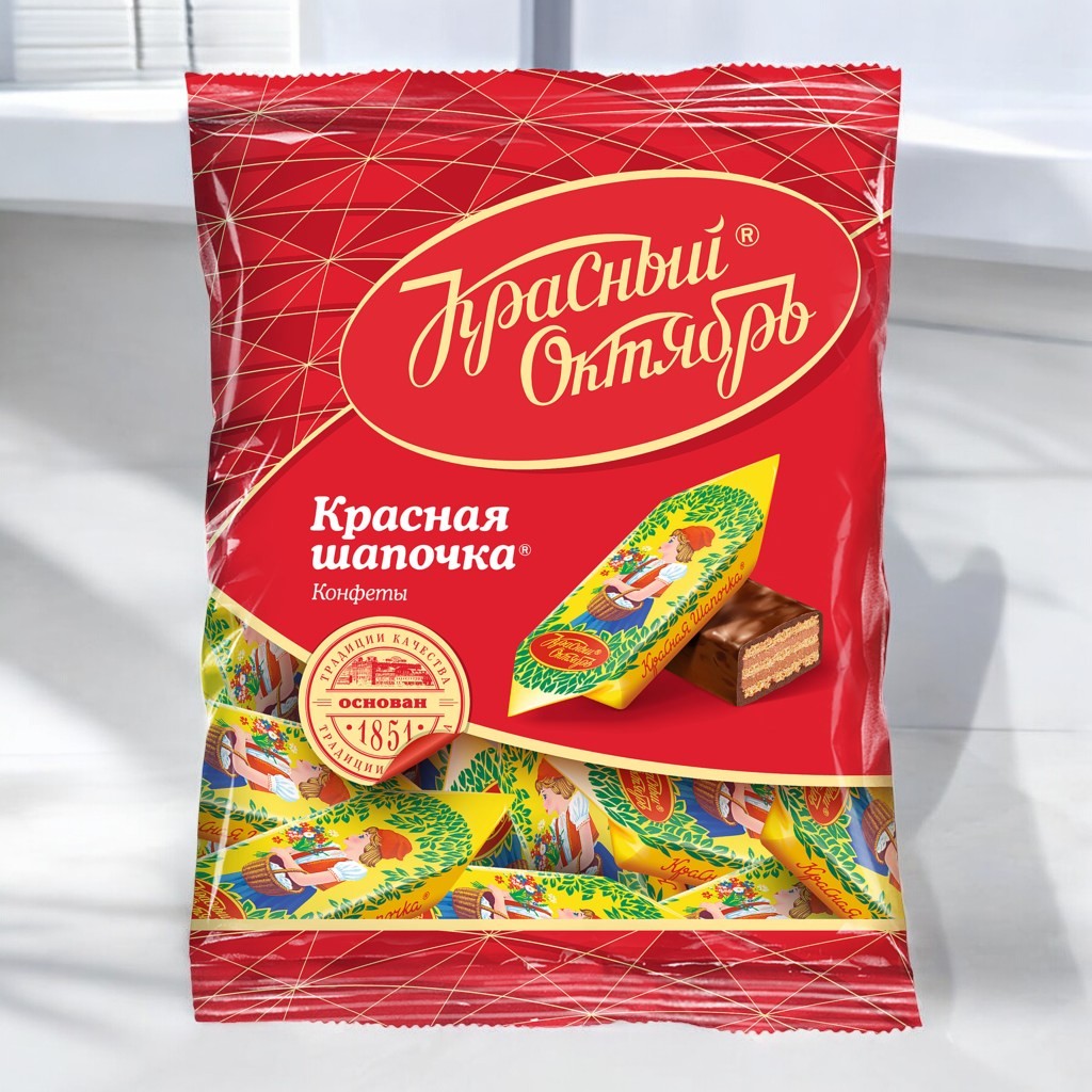 конфеты Красная шапочка 0,250*1шт! ПОШТУЧНО! (10 шт  в корб. ) Красный Октябрь