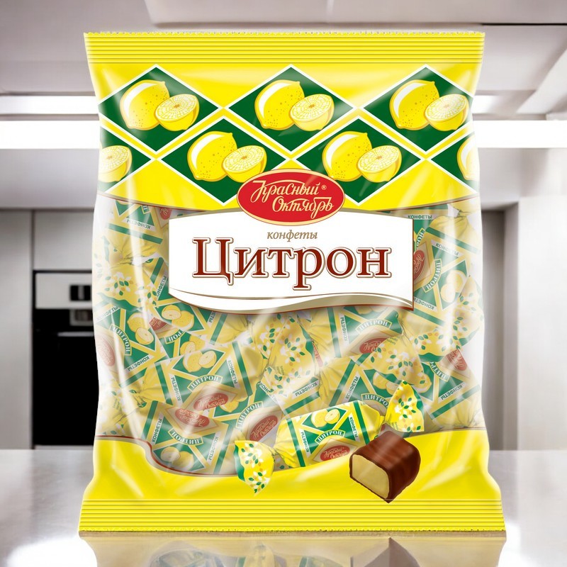 конфеты Цитрон 0,250*1шт! ПОШТУЧНО! (10 шт  в корб. ) Красный Октябрь