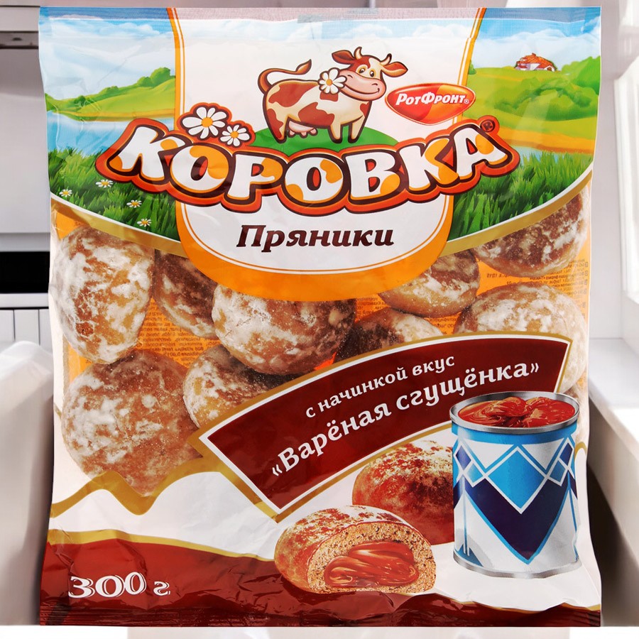 пряник Коровка вкус варёная сгущёнка фас. 0,300*1шт! ПОШТУЧНО (6 шт в короб.)