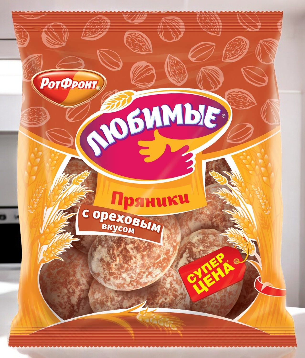 пряники Любимые с ореховым вкусом фас. 0,400*1шт! ПОШТУЧНО (12 шт в короб. )