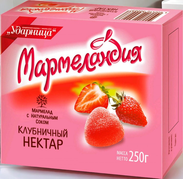 мармелад Ударница клубничный нектар 0,250гр  ПОШТУЧНО! (18 шт  в корб. )