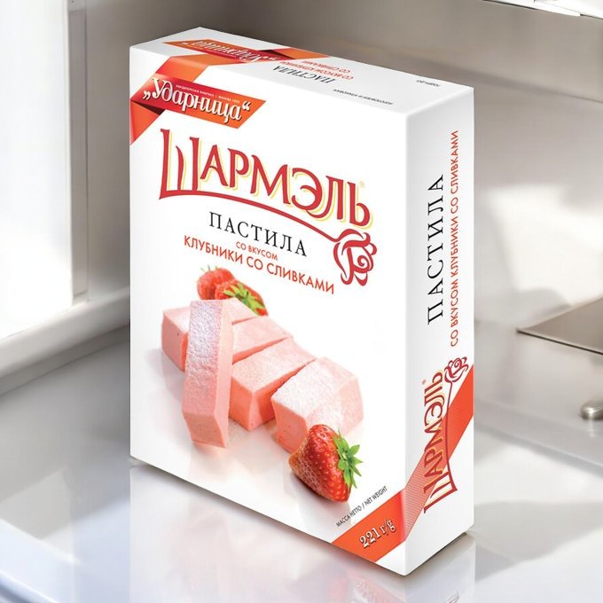 пастила Ударница клубника со сливками 0,221гр ПОШТУЧНО! (14 шт в корб. )