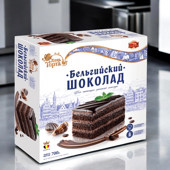 Торт Бельгийский шоколад 0,700*1шт! ПОШТУЧНО! (6 шт  в корб. )