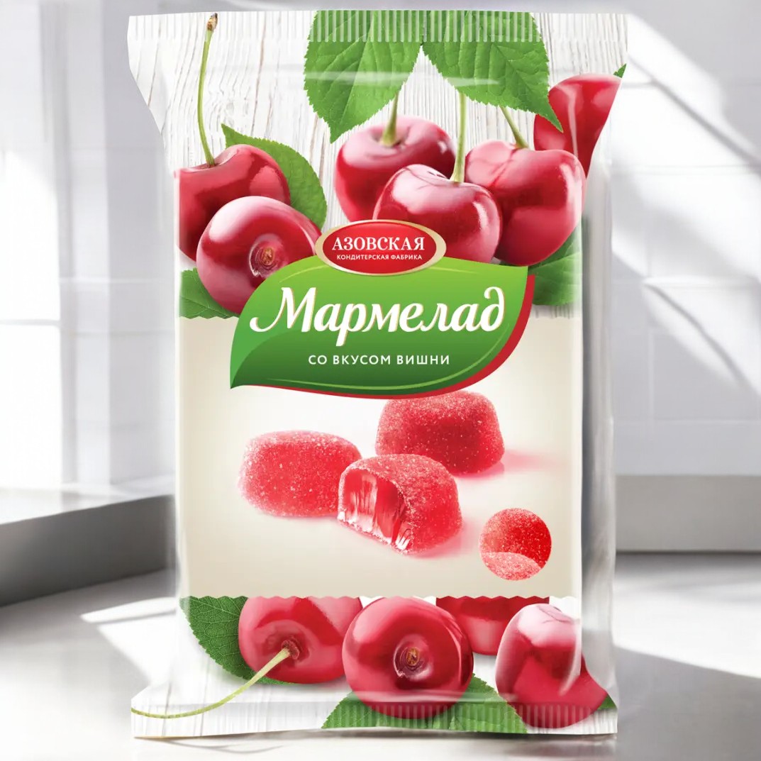 мармелад АЗ желейный со вкусом вишни 0,300*1шт! ПОШТУЧНО! (12 шт  в корб. )