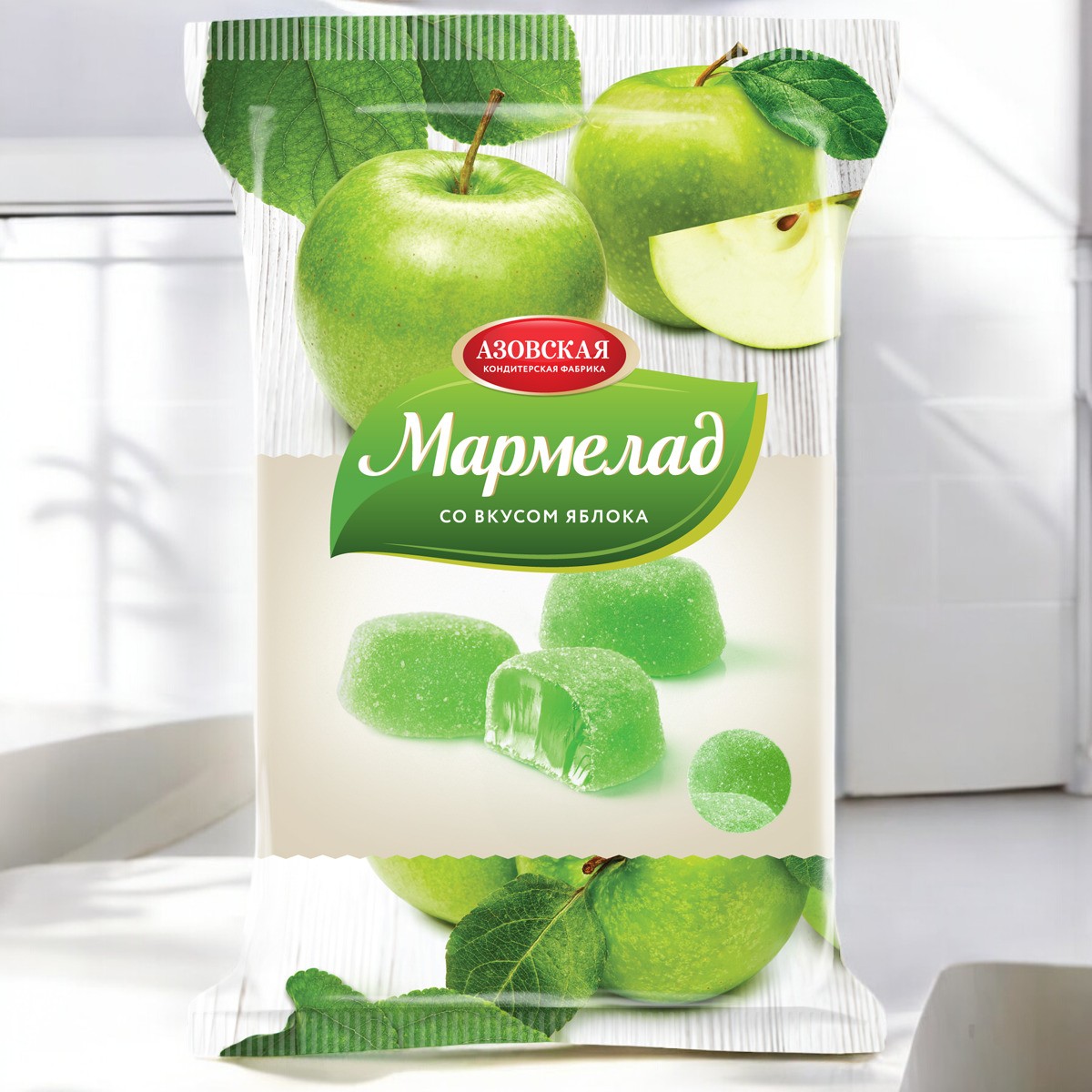 мармелад АЗ желейный со вкусом яблока 0,300*1шт! ПОШТУЧНО! (12 шт  в корб. )