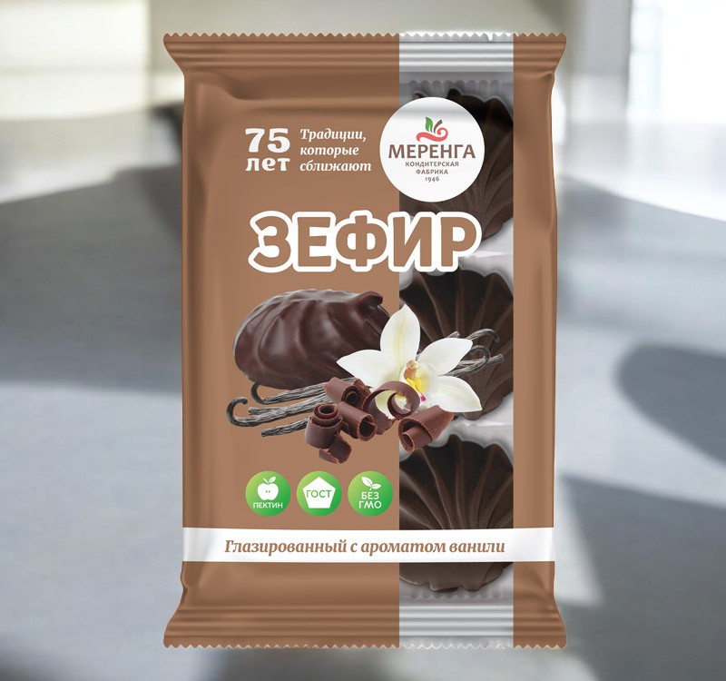 зефир МГ глазированный с ароматом ванили 0,190*1шт! ПОШТУЧНО! (14шт  в корб. )