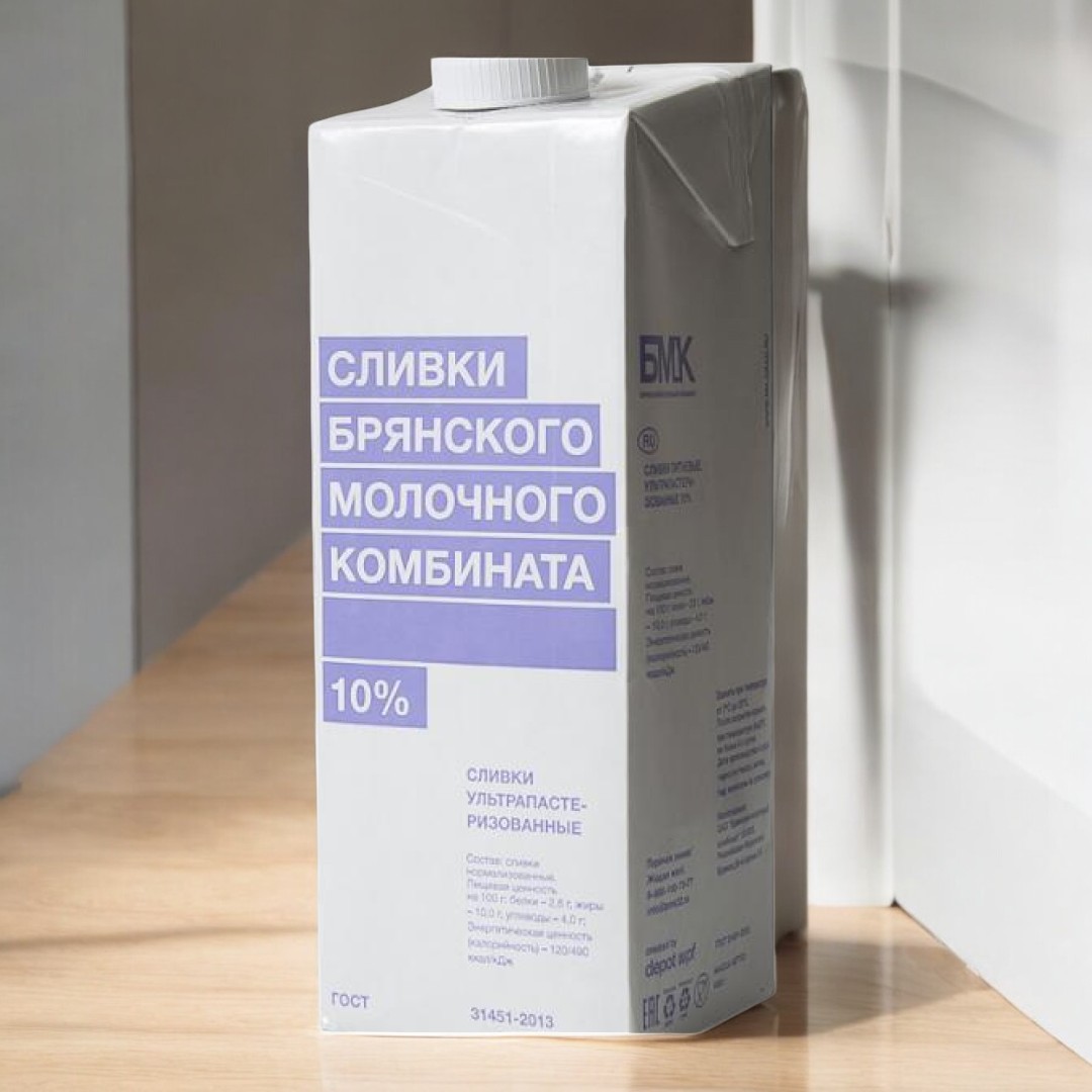 Сливки ультрапаст. “БМК” 10% 12шт/1000г 5184