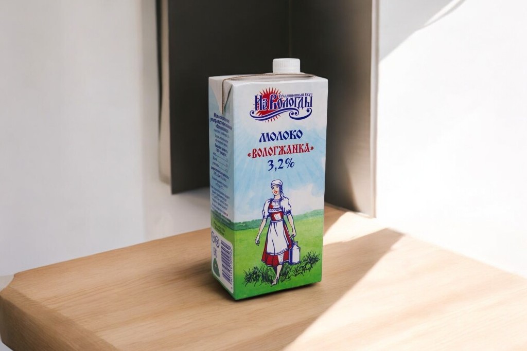 Молоко “Вологжанка” 3,2% 1 л с крышкой