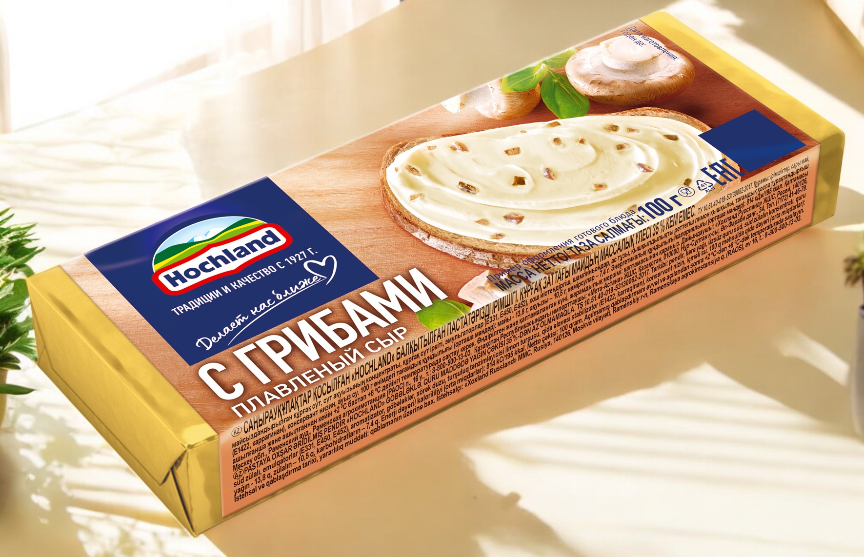 Плавл.сыр (блочки)  Хохланд  с Грибами 18шт/100г 4850