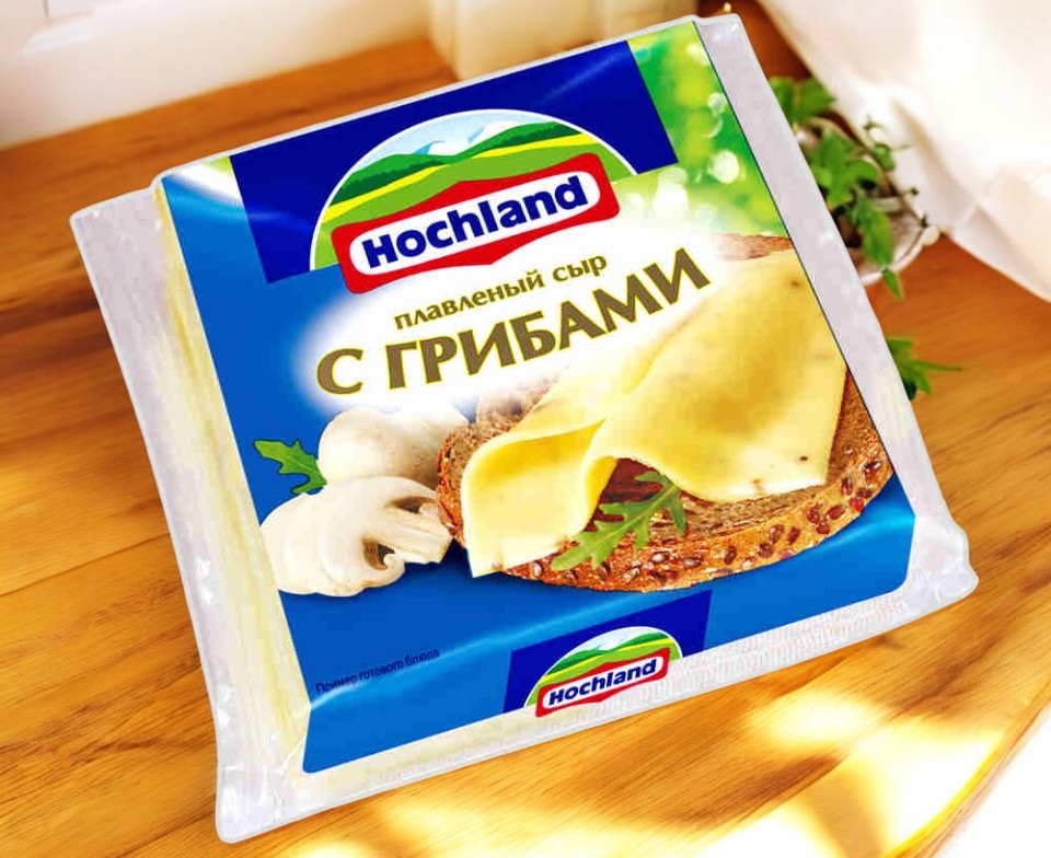 Плавл.сыр (ломтиками) Хохланд с Грибами 9шт/150г 4803