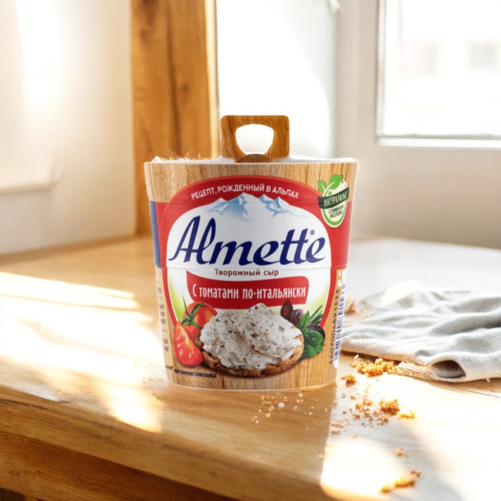 Сыр творожный “Альметте” с том.по итал. 8шт/150г 4836