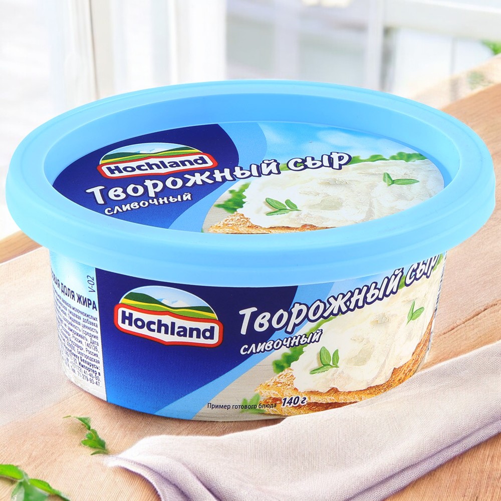 Сыр творожный (ванночка) Хохланд Сливочный 6шт/140г 4818