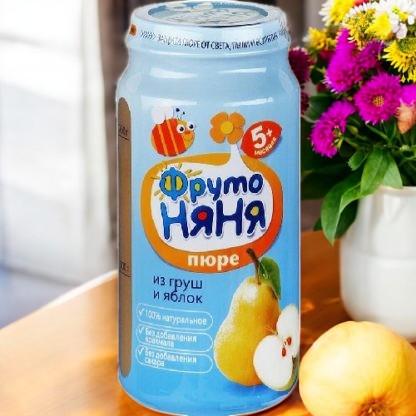 Пюре фруктовое “ФрутоНяня” ЯБЛОКО-ГРУША 12шт/250гр 5346