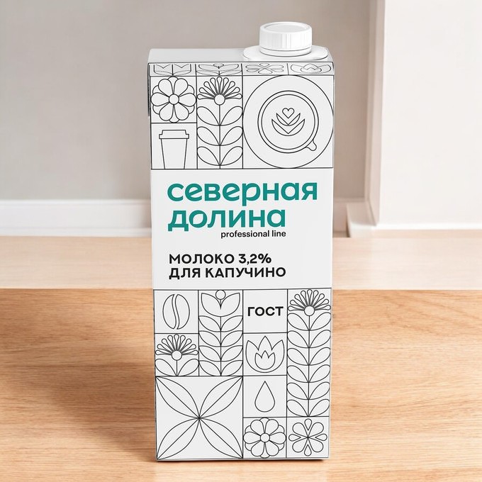 Молоко Северная Долина 3,2% для капучино 950 мл