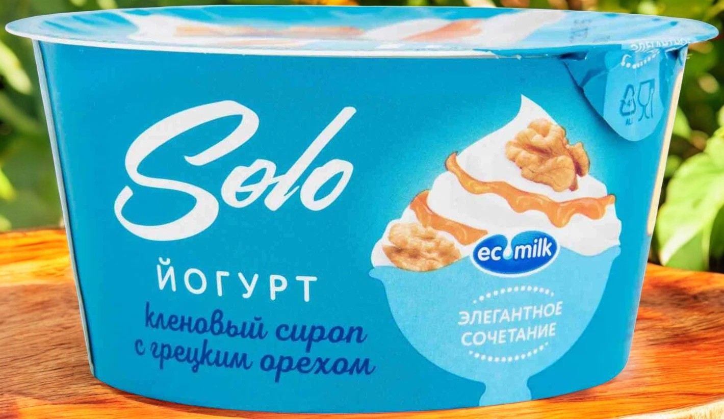 Йогурт Экомилк Соло 4,2% с КЛЕН. СИРОПОМ И ГРЕЦ. ОРЕХОМ 12шт/130г СТАКАН 3946