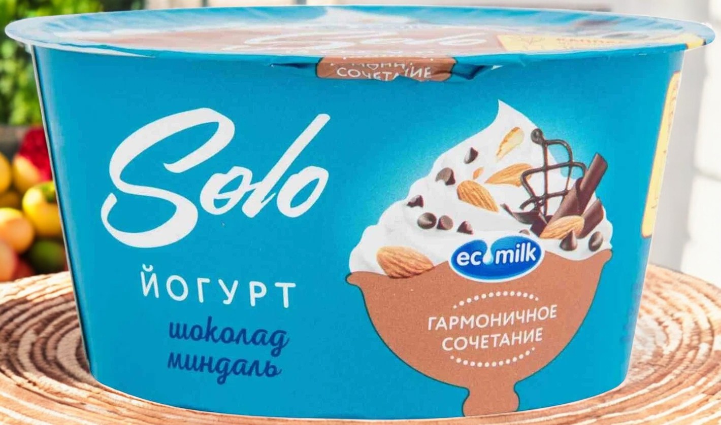 Йогурт Экомилк Соло 4,2% с ШОКОЛАДОМ и МИНДАЛЕМ 12шт/130г СТАКАН 3991