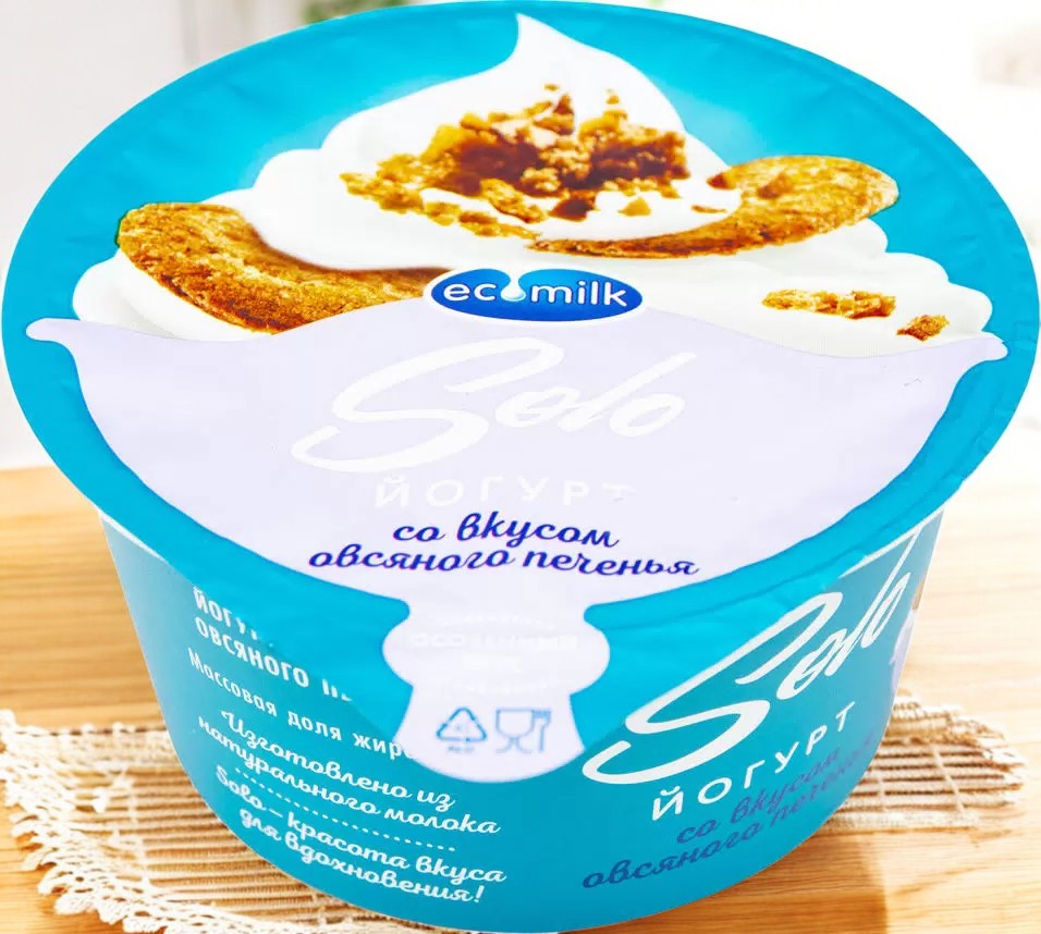Йогурт Экомилк Соло 4,2% со ВКУСОМ ОВСЯНОГО ПЕЧЕНЬЯ 12шт/130г СТАКАН 3992