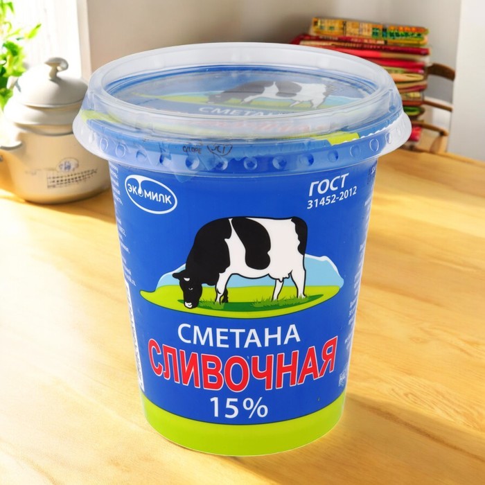 Сметана Экомилк Сливочная 15%  12шт/300г 5450