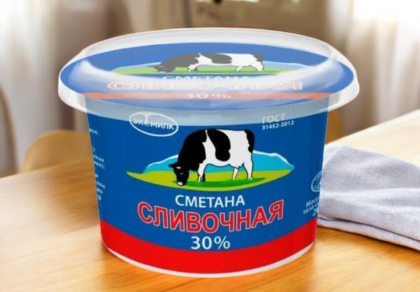 Сметана Экомилк Сливочная 30% 12шт/180г 5453