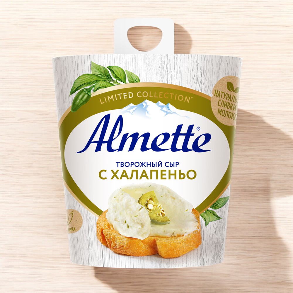 Сыр творожный “Альметте” с Халапенью 8шт/150г 4879