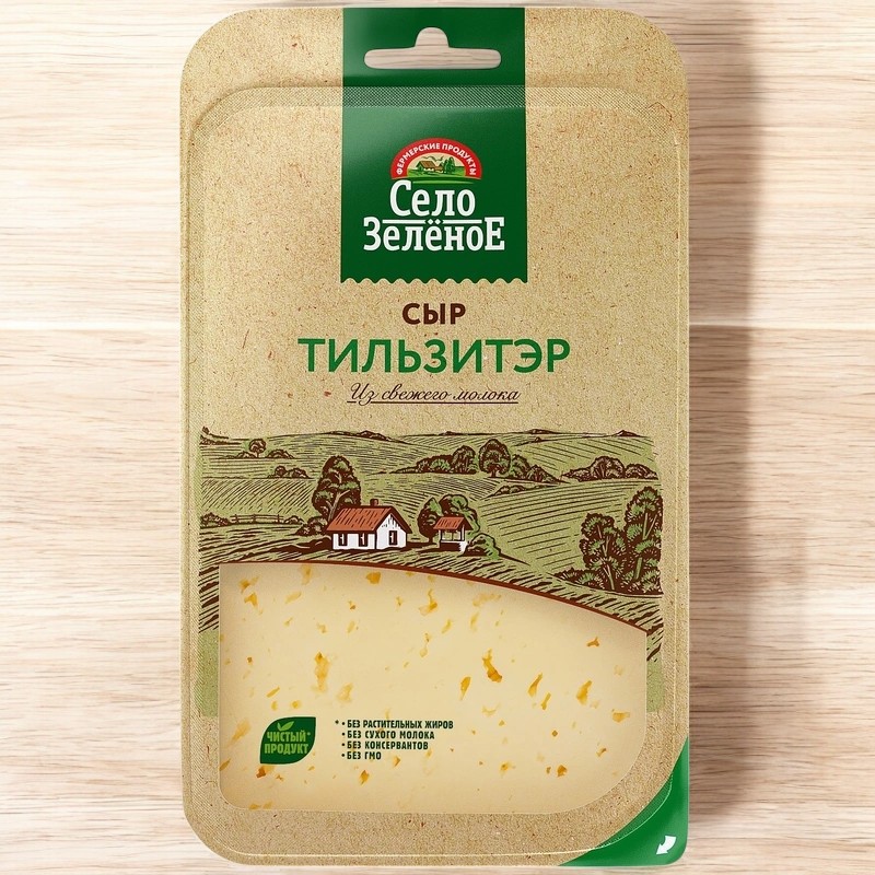 Сыр “Село Зеленое” Тильзитэр 8шт/130гр (нарезка) 6468