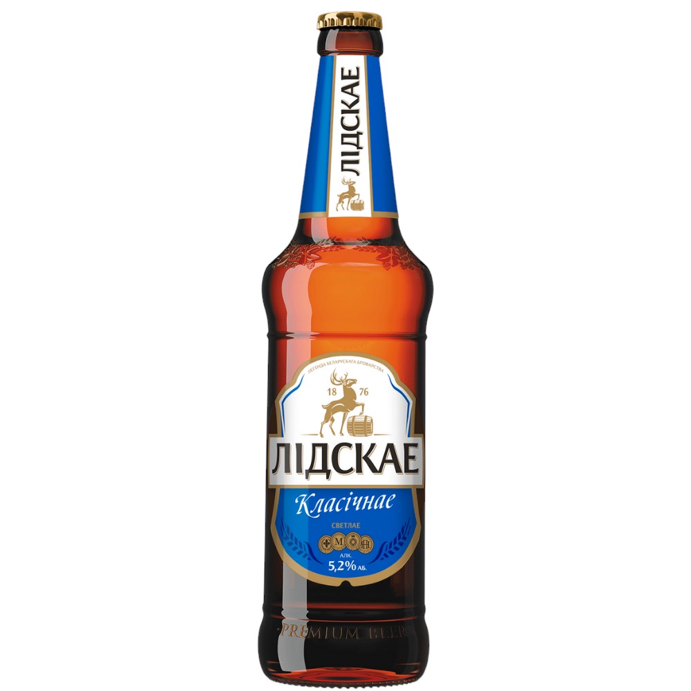 Пиво светлое “Лидское Классическое” алк. 5,2%, Ст.бут.0.5л