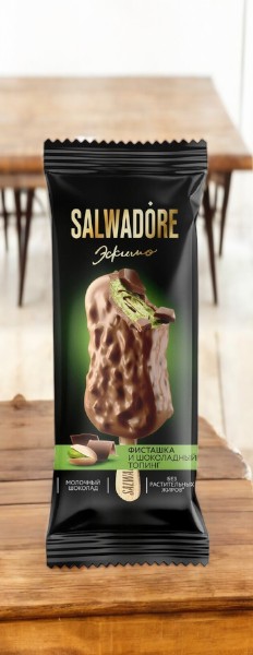 Эскимо “Salwadore” сливочное 10 % фисташка и шоколадный топинг 80 гр