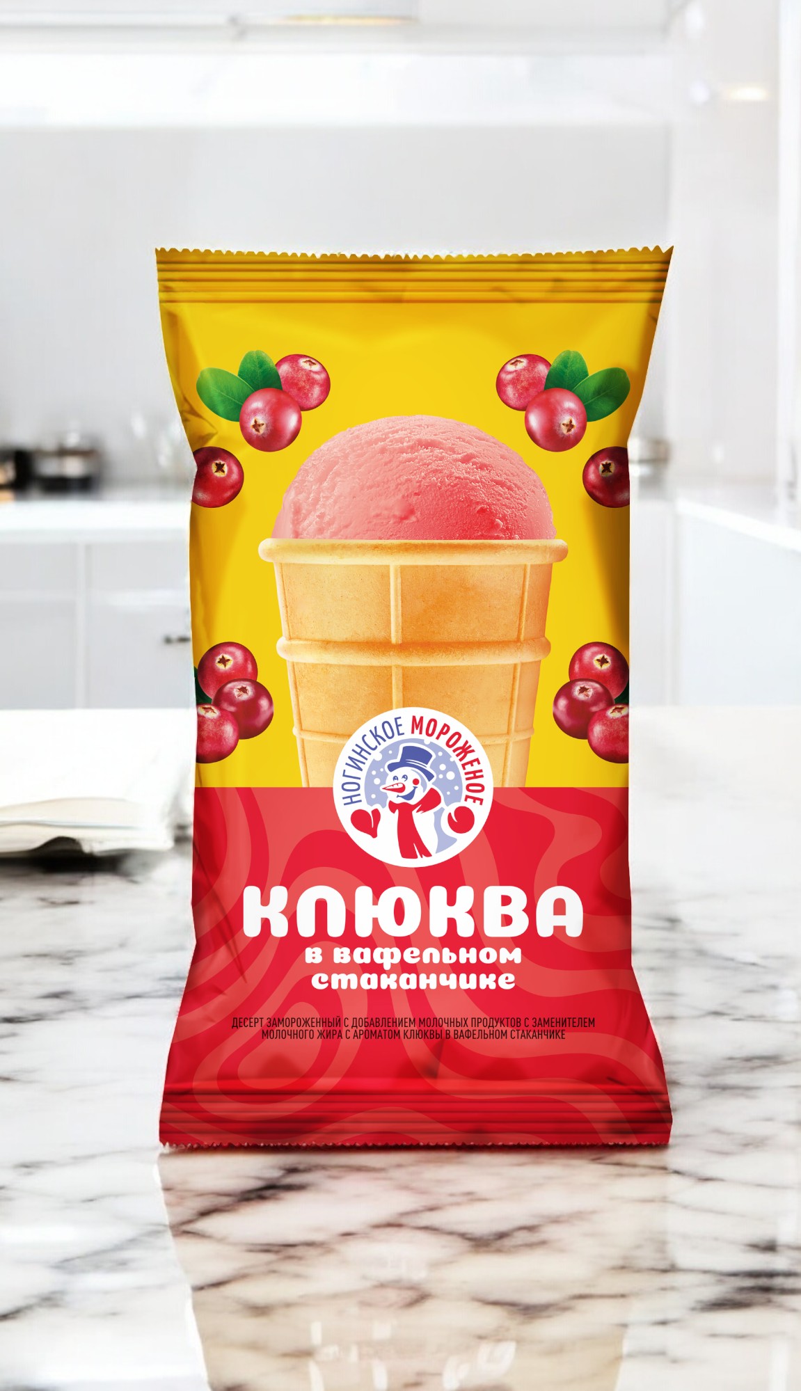 Ваф.стак. ДЕСЕРТ клюква с змж 70гр. Ногинское мороженое