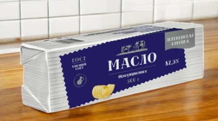 Масло сливочное Традиционное 82,5% ТМ Деревенская Буренка 500гр