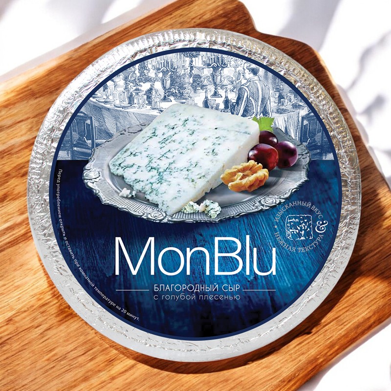 Сыр с голубой благородной плесенью “Сливочный” ТМ “MonBlu” 60% круг ~2,6 кг