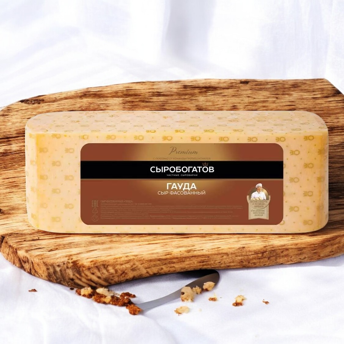 Гауда сыр 45% ТМ “Сыробогатов” брус ~3 – 4 кг 5132