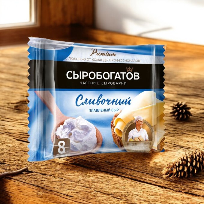 Сливочный сыр плавленый 45% слайсы 130 гр ТМ Сыробогатов  5047