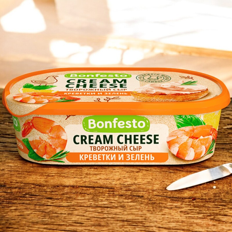 Кремчиз Креветки и Зелень 65% 140 гр ТМ “Bonfesto” 6099 !