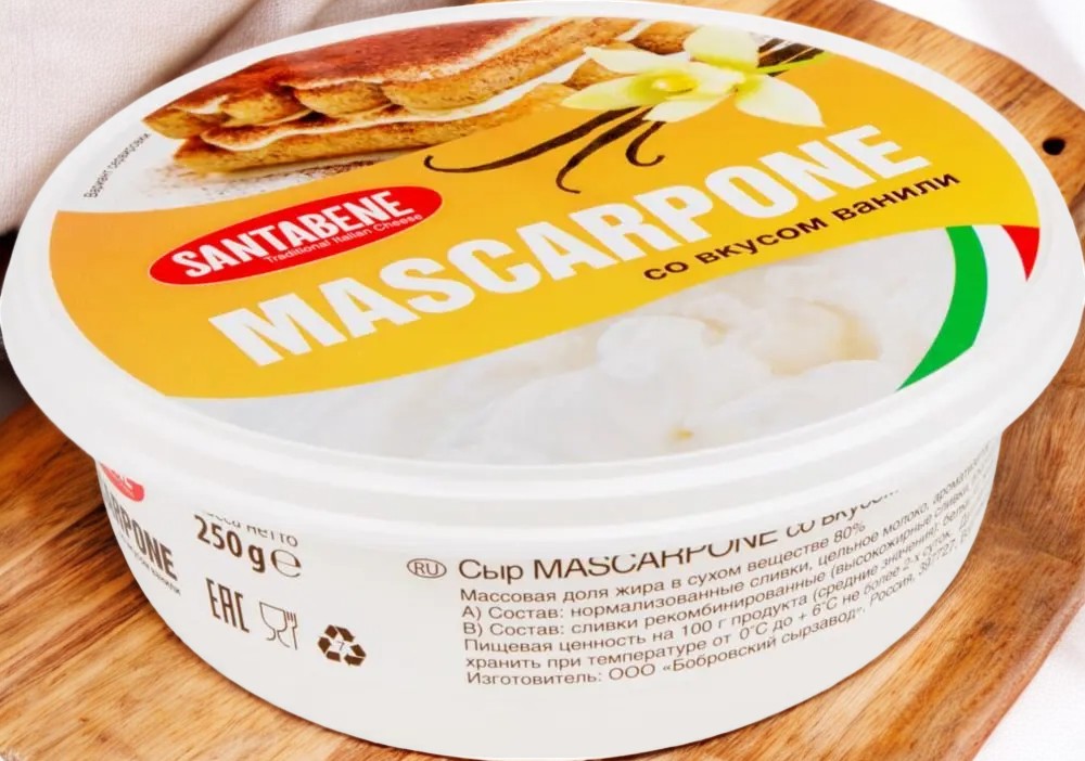 Маскарпоне со вкусом ванили 80% 250 гр ТМ “Santabene”