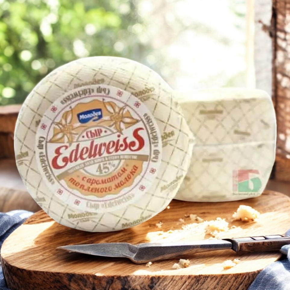 Сыр Edelweiss с ароматом топленого молока 45% шар ~1,7 кг ! 6479