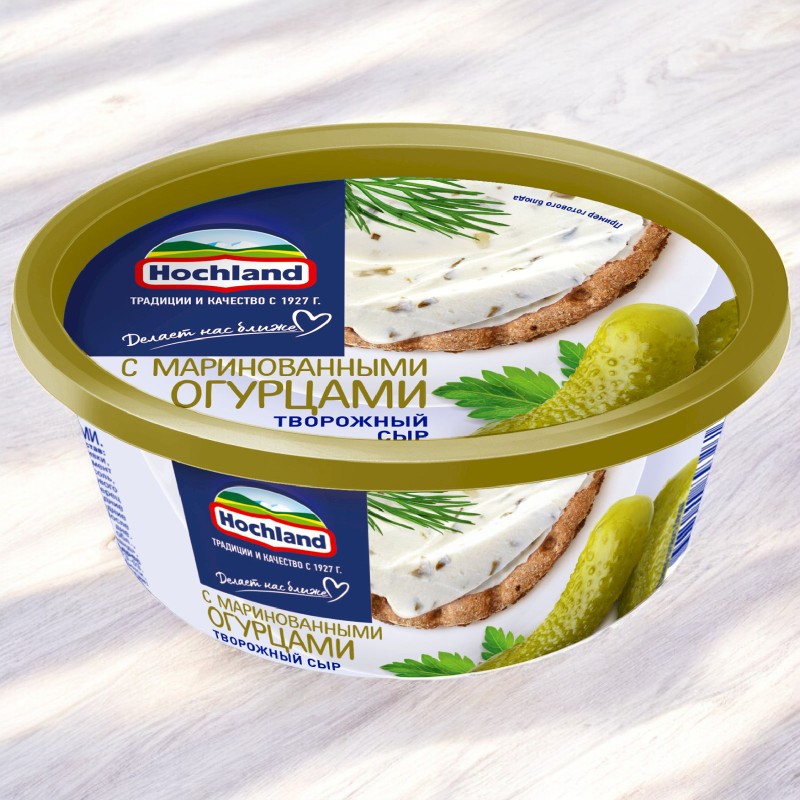 Сыр творожный Хохланд с мар. огурцами 140 гр 790011