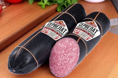 Сервелат ГОСТ (чёрный текстиль) в/к в/у ~1 кг