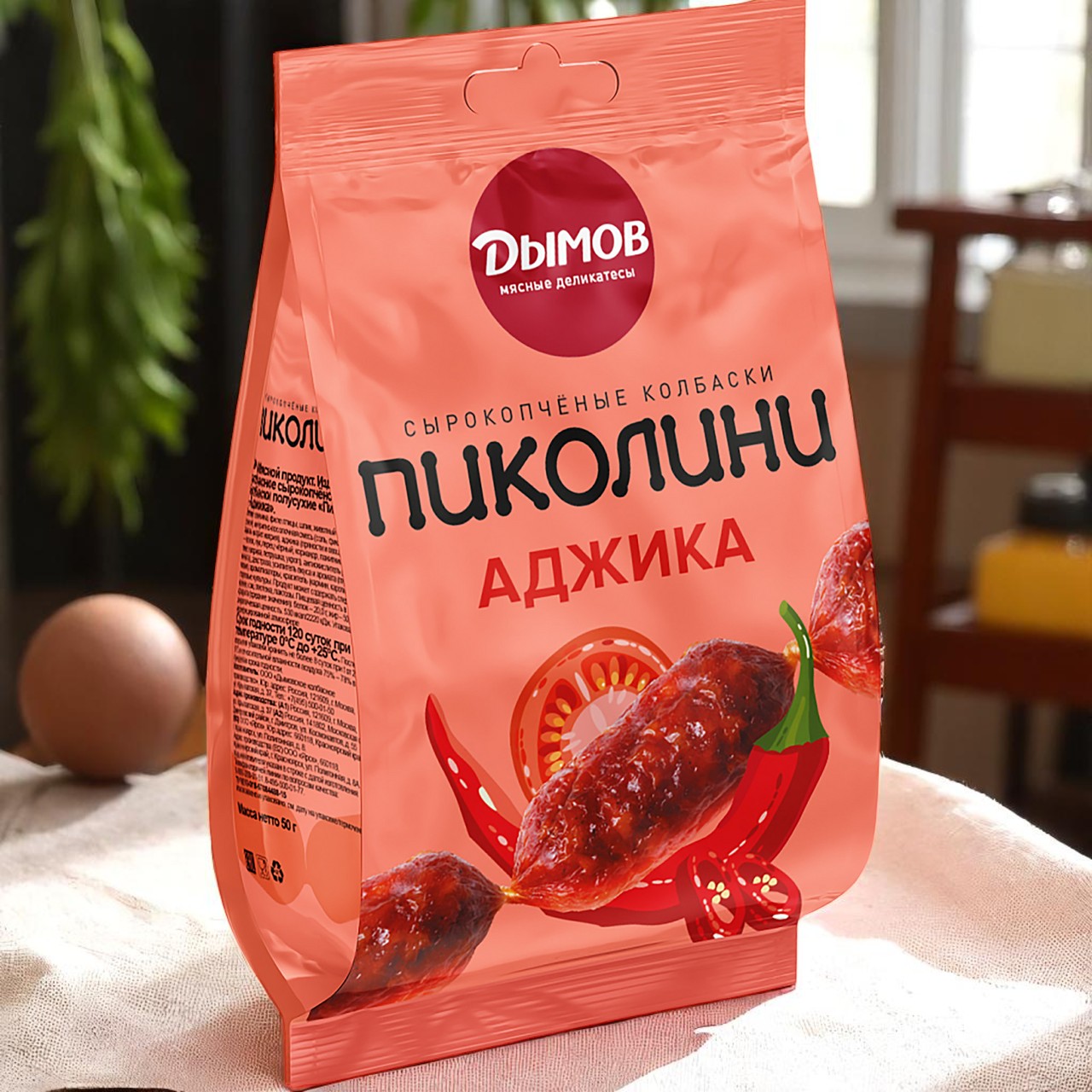 Колбаски Пиколини Аджика 50гр. с/к (1/15 шт)