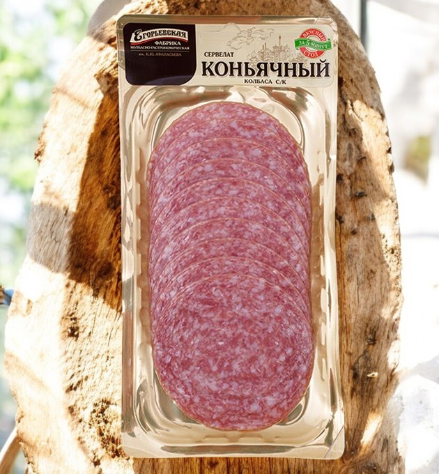 Сервелат Коньячный с/к нар.100гр.1/10