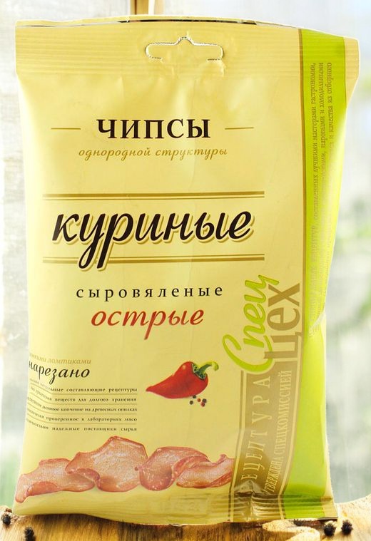 Чипсы мясные из курицы ОСТРЫЕ с/к 25гр 10шт)