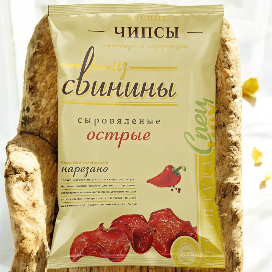 Чипсы мясные из свинины ОСТРЫЕ с/к 25гр (10шт)