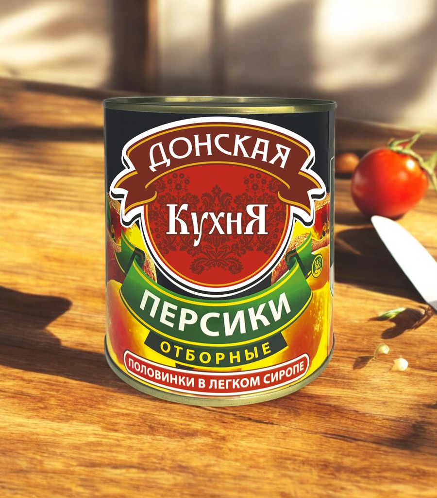 Персики половинки “Донская Кухня” 850 мл/1000 гр (ООО Меркурий)