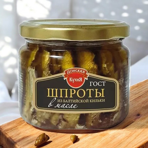 Шпроты из балт. кильки (тушки) стекло 270 гр “Донская Кухня” (ЗК ООО)
