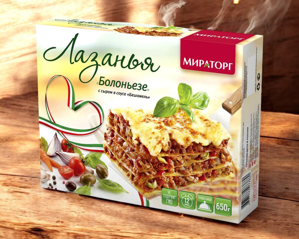 Лазанья “Болоньезе” с сыром в соусе “Бешамель” 350 гр*12 Мираторг