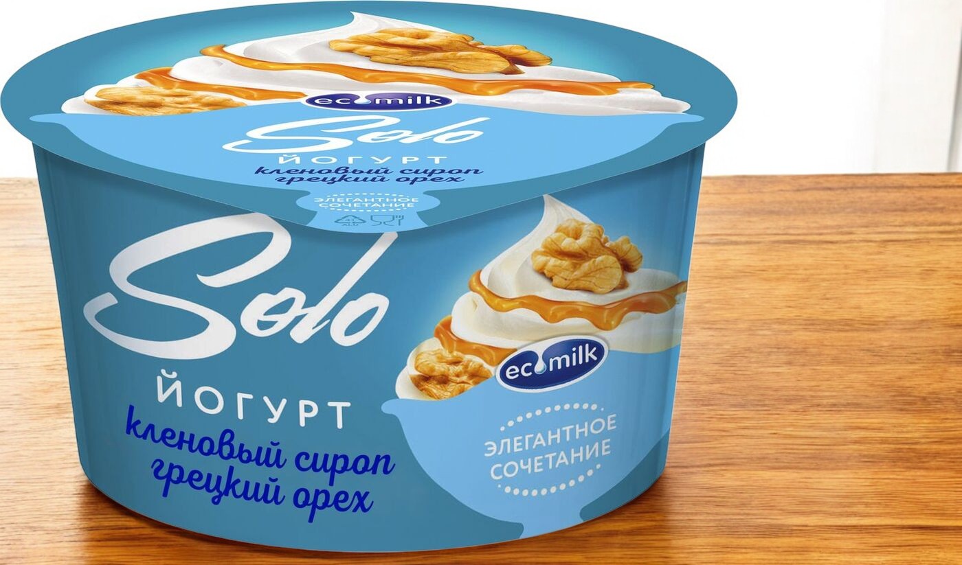Йогурт с кленовым сиропом и грецким орехом “Экомилк Соло” 130 гр Мас. доля жира 4,2% (12 шт.))