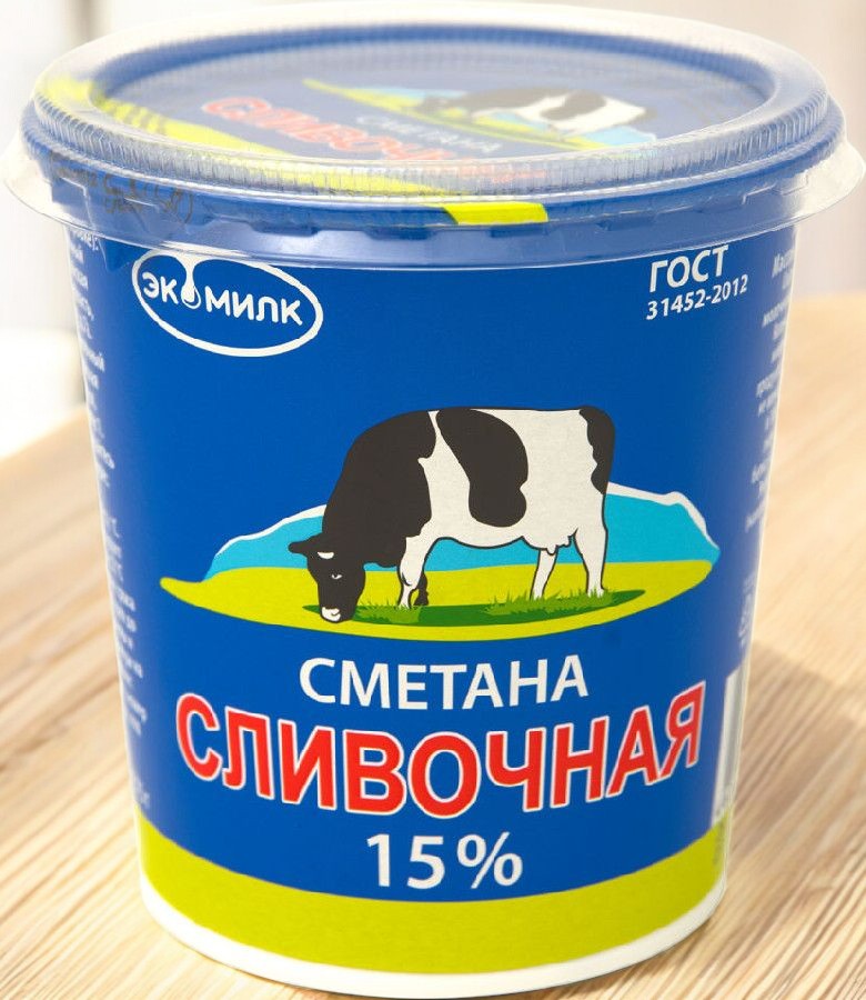 Сметана Экомилк Сливочная 15% 300 гр