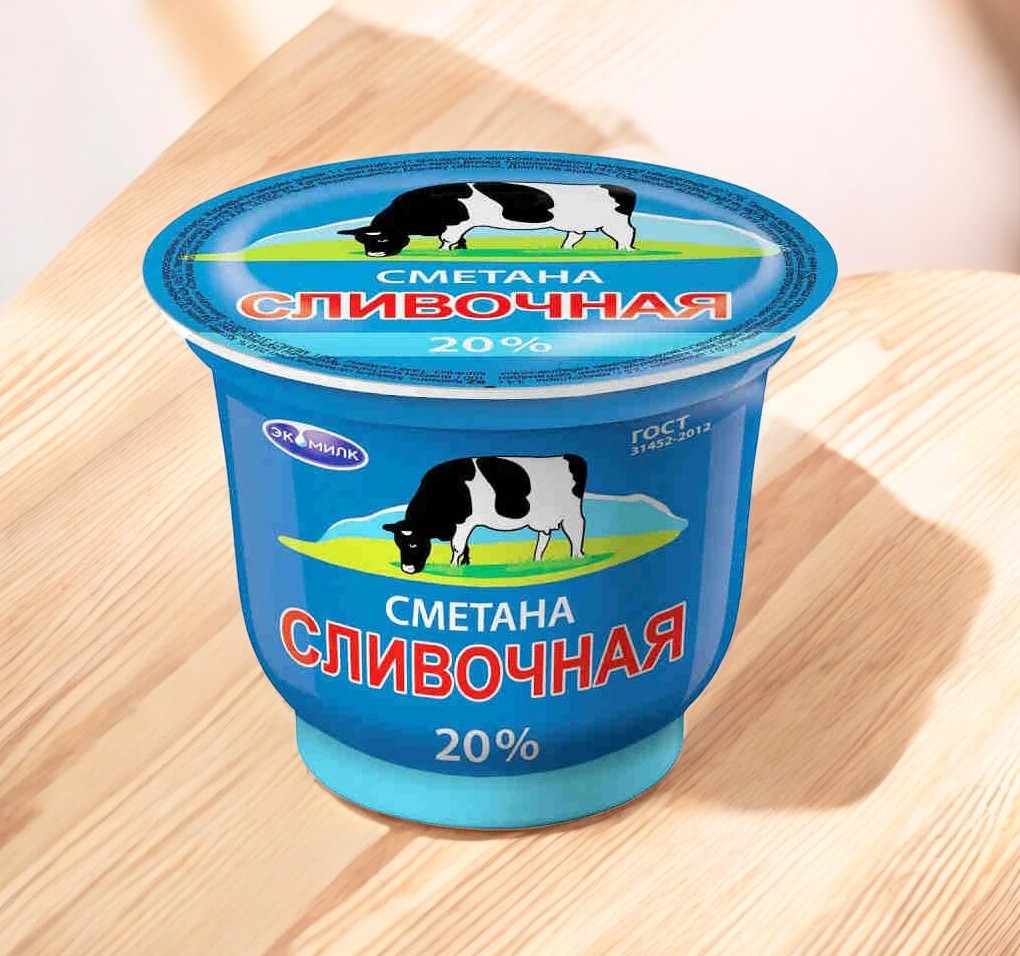 Сметана Экомилк Сливочная 20% 180 гр
