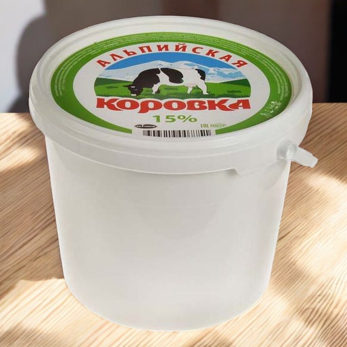 Сметанный прод.”Альпийская коровка” 15% 5 кг.ведро !