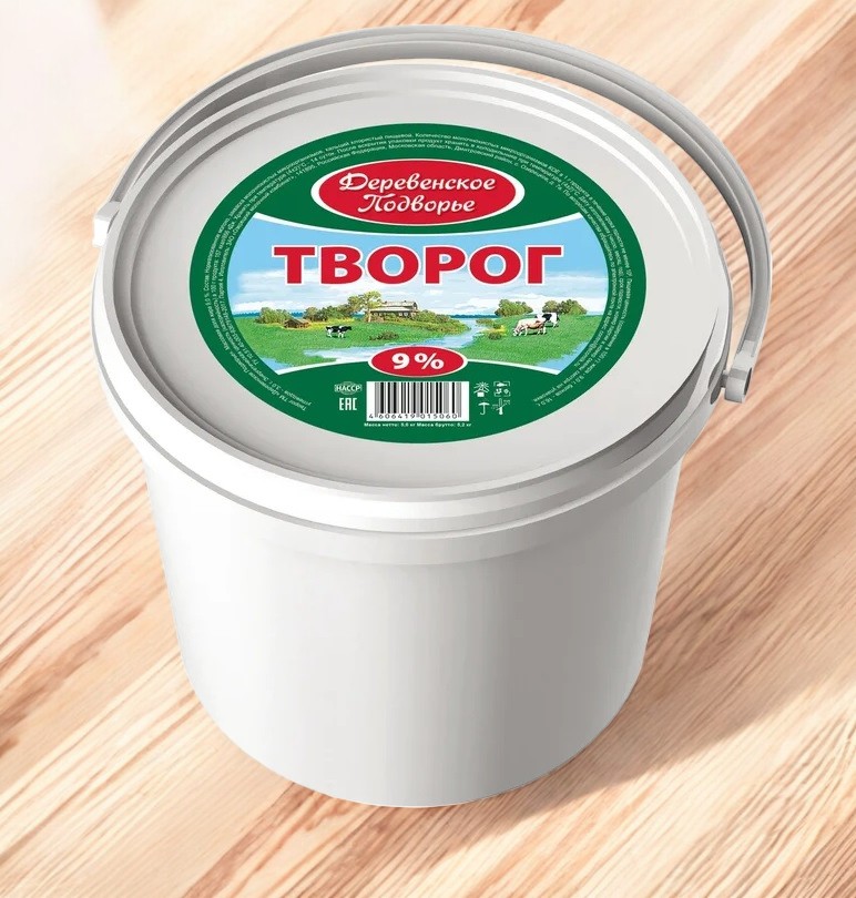 Творожн.прод.”Деревенское Подворье” 9% 5кг ВЕДРО