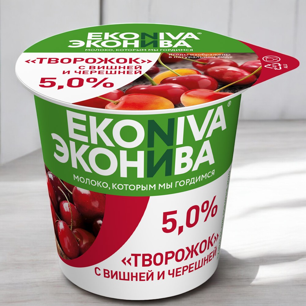 Творог уф. ЭН 5% 125 гр пл.ст.+карт. ВИШНЯ ЧЕРЕШНЯ 1/6